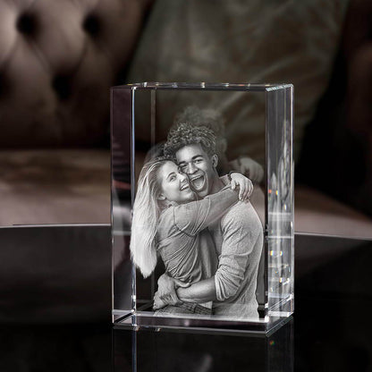 Bloc de verre personnalisé avec votre photo gravée en 2D ou 3D