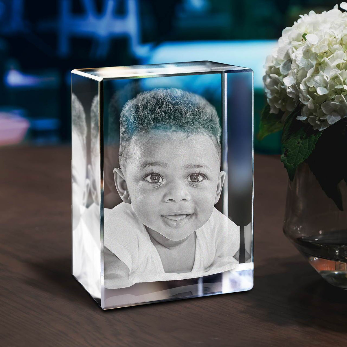 Bloc de verre personnalisé avec votre photo gravée en 2D ou 3D