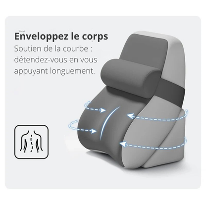 Coussin dorsal ergonomique XL 60 × 41 × 38 cm - confort au lit