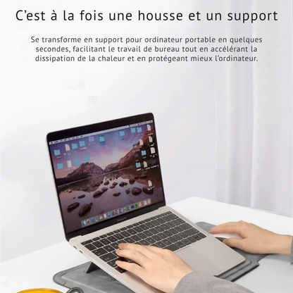 Housse PC en cuir PU 13-16 pouces - support intégré au quotidien