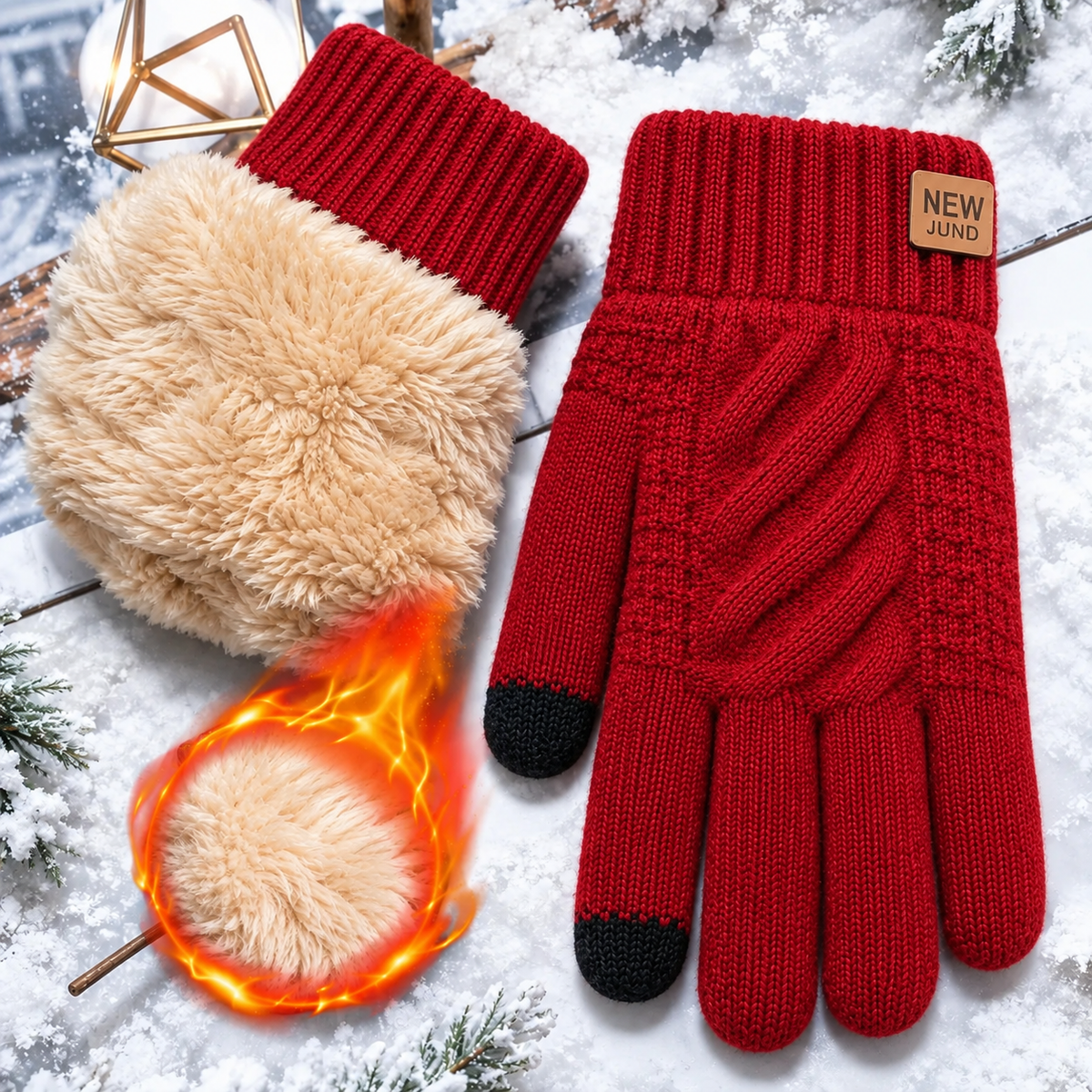 Damenhandschuhe Thermo-Fleece mit Touchscreen-Spitzen
