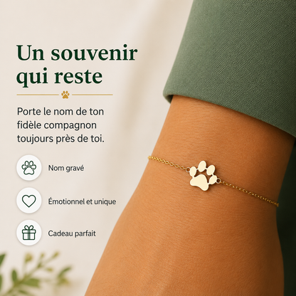 Bracelet patte de chien personnalisé avec prénom gravé