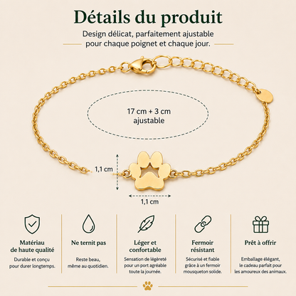 Bracelet patte de chien personnalisé avec prénom gravé