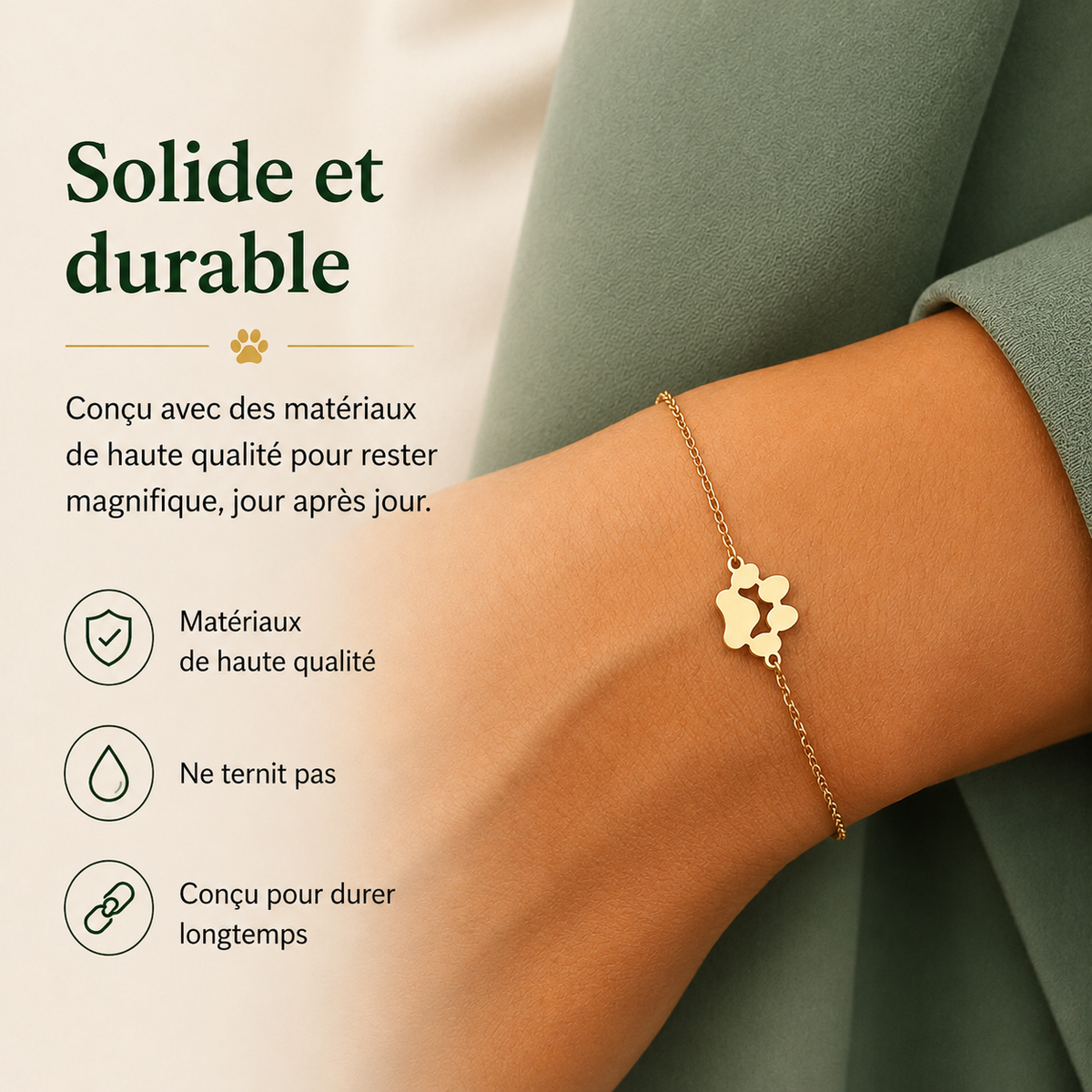 Bracelet patte de chien personnalisé avec prénom gravé