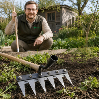 Râteau désherbant en acier carbone - entretenez votre jardin facilement