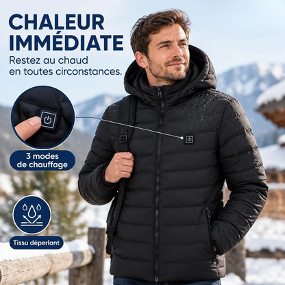 Veste chauffante à capuche - chaleur réglable pour les journées froides