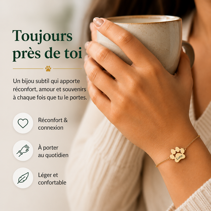 Bracelet patte de chien personnalisé avec prénom gravé