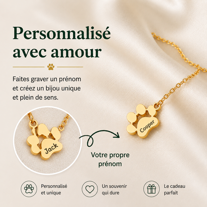 Bracelet patte de chien personnalisé avec prénom gravé