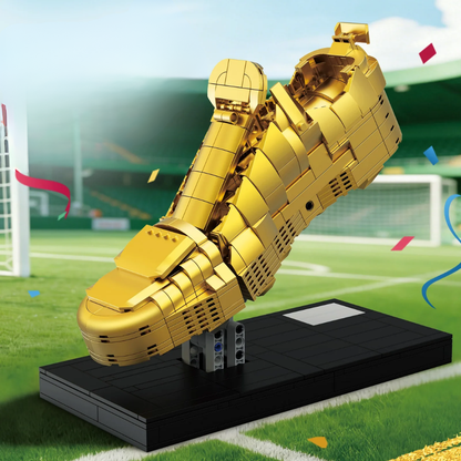 Jeu de Construction Chaussure de Football Dorée – Maquette Décorative en Briques pour Enfants et Adultes
