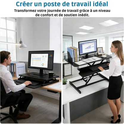 Support assis-debout pneumatique, plateau clavier - travail flexible