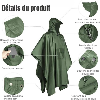 Poncho de pluie pliable - protection pratique pour vos sorties