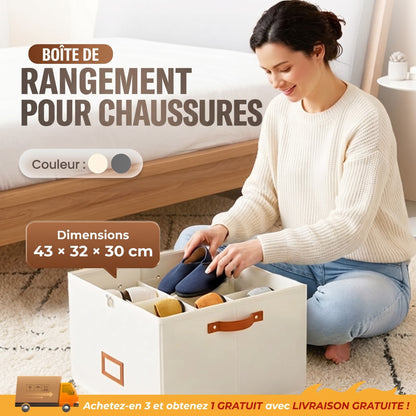 Boîte de rangement en tissu pour chaussures – Pliable, grande capacité, anti-poussière et respirante pour placard et chambre