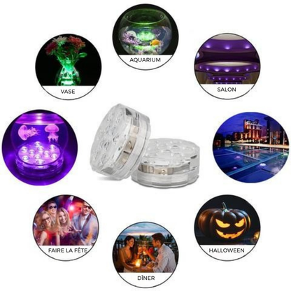 Lumières Magiques LED Étanches Rechargeables pour Piscine, Étang et Fontaine