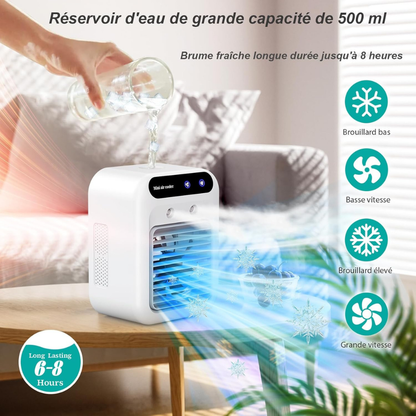 Climatiseur portable 3-en-1 USB – Refroidissement, humidification et ventilation