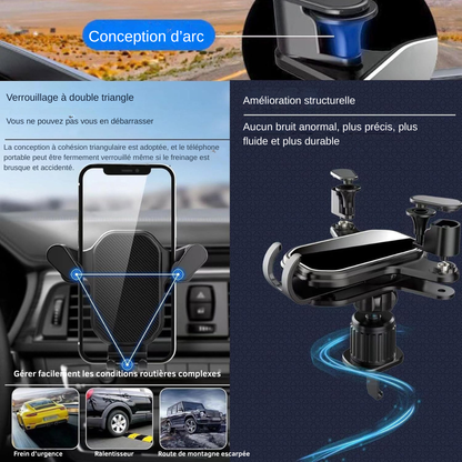 Support téléphone voiture en ABS - rotation 360°, maintien stable