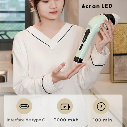 Brosse de nettoyage électrique 9-en-1 - nettoyez sans vous pencher