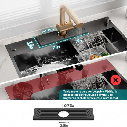 Tapis d’évier en diatomite 40 ou 60 cm - fini l’eau autour du robinet