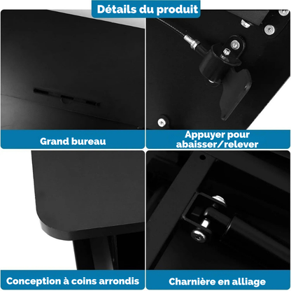 Support assis-debout pneumatique, plateau clavier - travail flexible