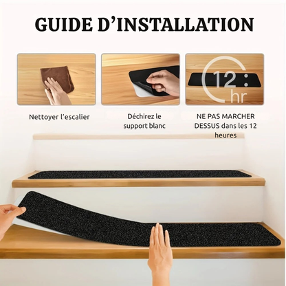 Bandes antidérapantes 15 × 61 cm - adhérence sur marches et rampes