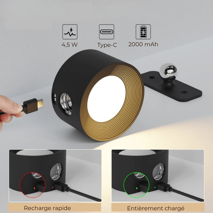 Applique murale LED rechargeable 360° - lumière sans câblage