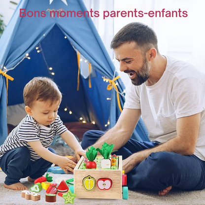 Montessori-Holzspielzeug – Sortieren von Formen, Farben und Früchten für Kinder von 1 bis 3 Jahren