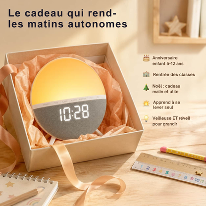 Réveil simulateur d’aube enfant - lumière douce et 7 sons