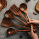 Ustensiles de cuisine en teck naturel - 6 pièces pour cuisiner