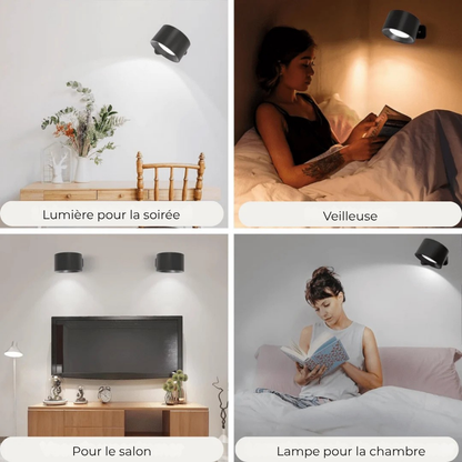 Applique murale LED rechargeable 360° - lumière sans câblage
