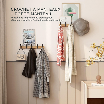 Porte-manteau mural à crochets mobiles - un rangement élégant et pratique