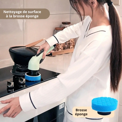 Brosse de nettoyage électrique 9-en-1 - nettoyez sans vous pencher
