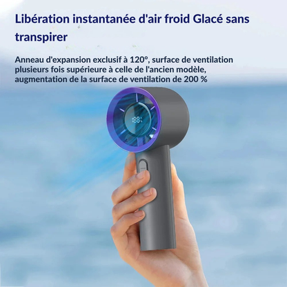 Ventilateur Mini Portable à Main USB Rechargeable – 5 Vitesses + Écran LED
