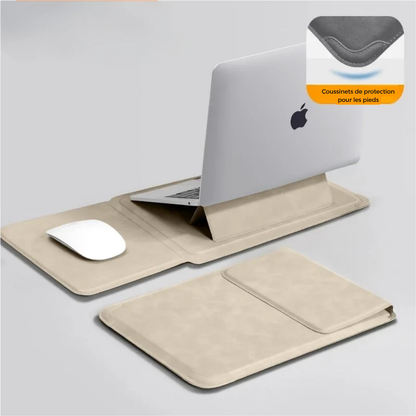 Housse PC en cuir PU 13-16 pouces - support intégré au quotidien