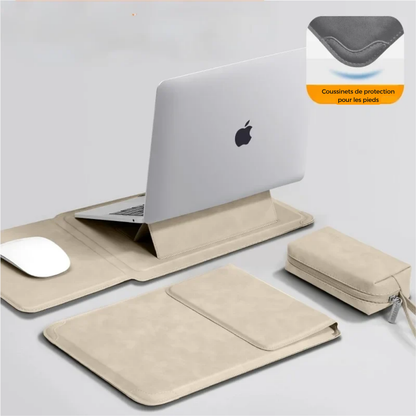 Housse PC en cuir PU 13-16 pouces - support intégré au quotidien