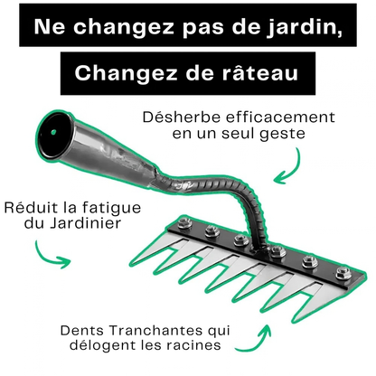 Râteau désherbant en acier carbone - entretenez votre jardin facilement