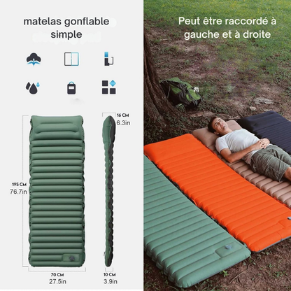 Matelas de Camping Ultraléger – Gonflage Rapide, Compact et Ultra Résistant