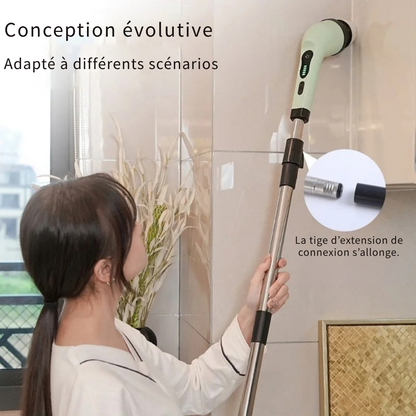 Brosse de nettoyage électrique 9-en-1 - nettoyez sans vous pencher