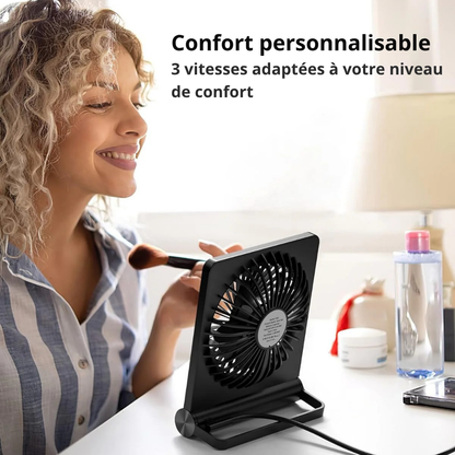 Ventilateur de Table Ultra-Silencieux BreezeMax – Refroidissement Puissant & Compact USB