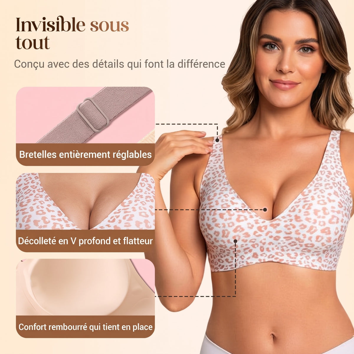 Soutiens-gorge sans armatures Jelly pour femmes, confortables, soutiens-gorge push-up, bralettes sans coutures, soutiens-gorge T-shirt à décolleté profond en V, soutiens-gorge de tous les jours