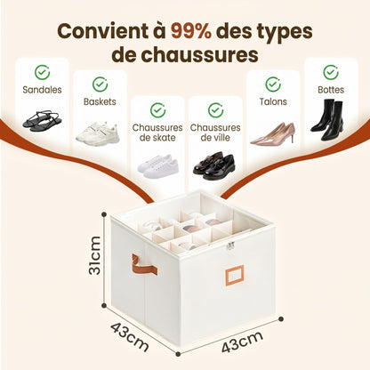 Boîte de rangement en tissu pour chaussures – Pliable, grande capacité, anti-poussière et respirante pour placard et chambre