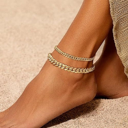 Bracelet de Cheville en Acier Inoxydable Doré pour Femme – Élégance et Style Estival