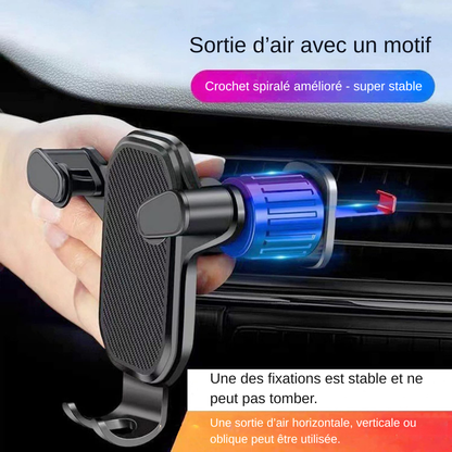 Support téléphone voiture en ABS - rotation 360°, maintien stable