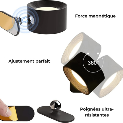 Applique murale LED rechargeable 360° - lumière sans câblage