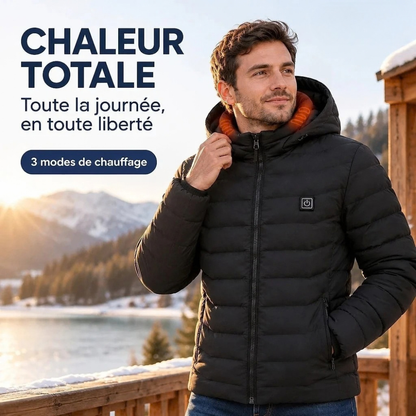 Veste chauffante à capuche - chaleur réglable pour les journées froides