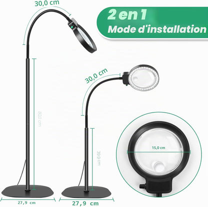 Loupe sur pied 10X et 30X - 36 LED pour vos travaux de précision