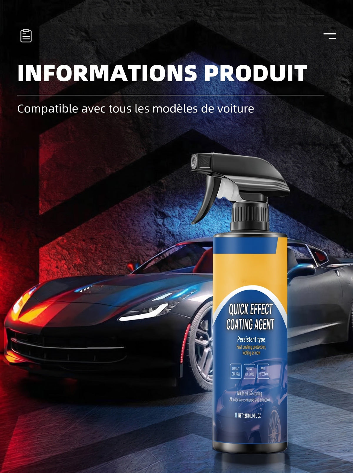 Spray agent de revêtement rapide avancé pour voiture