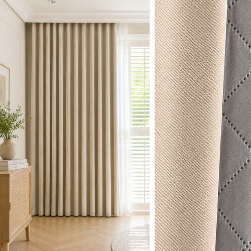Rideau Anti-Bruit 30 dB Texturé - Beige Lin