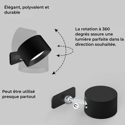 Applique murale LED rechargeable 360° - lumière sans câblage