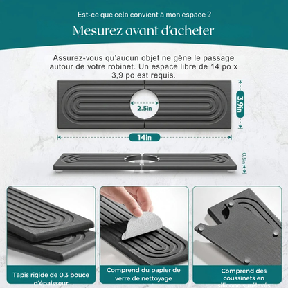 Tapis d’évier en diatomite 40 ou 60 cm - fini l’eau autour du robinet