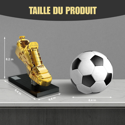 Jeu de Construction Chaussure de Football Dorée – Maquette Décorative en Briques pour Enfants et Adultes