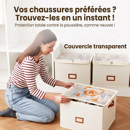 Boîte de rangement en tissu pour chaussures – Pliable, grande capacité, anti-poussière et respirante pour placard et chambre